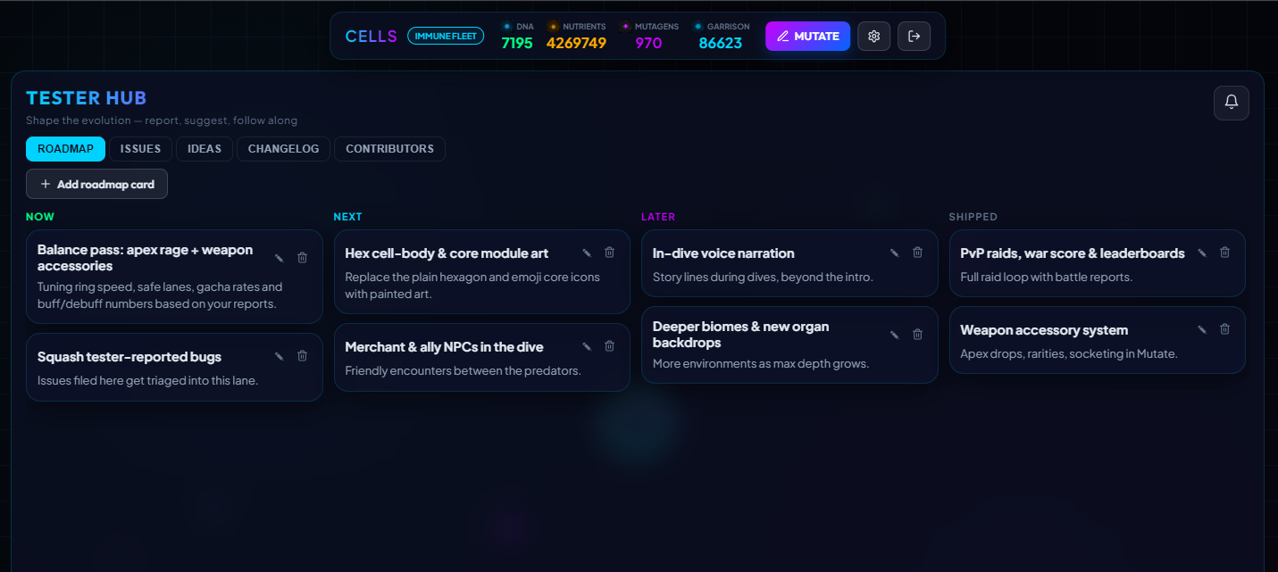 Cells product screen